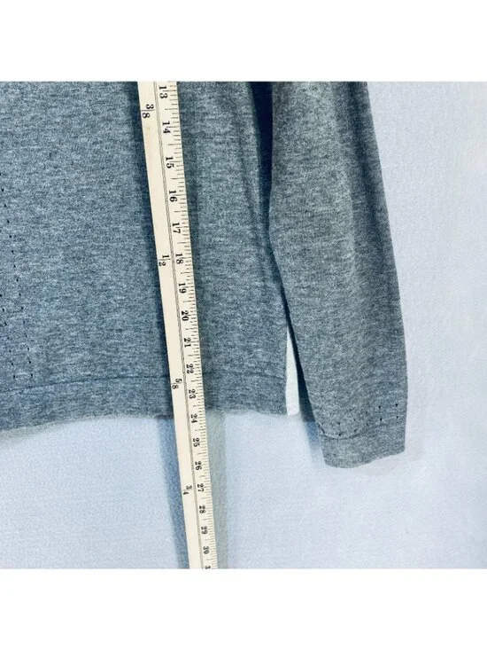 Title Nine Sweater Womens M Gray Merino Wool Blend Pullover Casual Knitwear - Picture 9 of 11